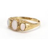 9ct gold opal and diamond ring, size N, approximate weight 1.5g : For Extra Condition Reports Please