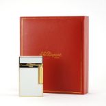 S. T. Dupont gold plated and white enamelled pocket lighter with fitted case and box, serial