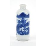 Chinese blue and white porcelain snuff bottle hand painted with a landscape, 8.1cm high : For
