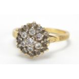 18ct gold diamond three tier cluster ring, size Q, approximate weight 5.2g : For Extra Condition