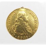 Carlos IV 1799 1 Escudo, 1.7cm in diameter, approximate weight 3.4g : For Extra Condition Reports