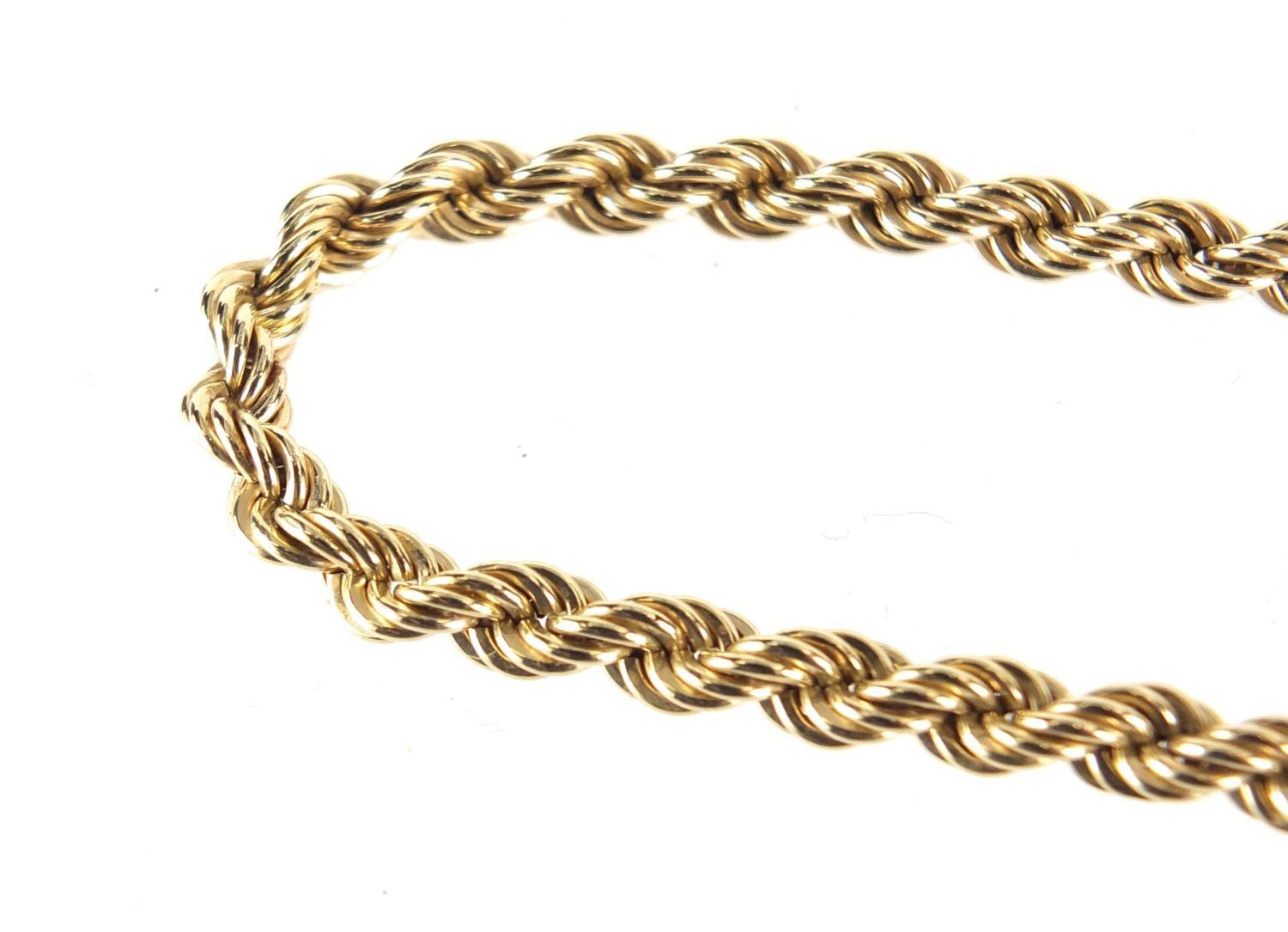 9ct gold rope twist necklace, 60cm in length, approximate weight 11.9g : For Extra Condition Reports - Image 4 of 5