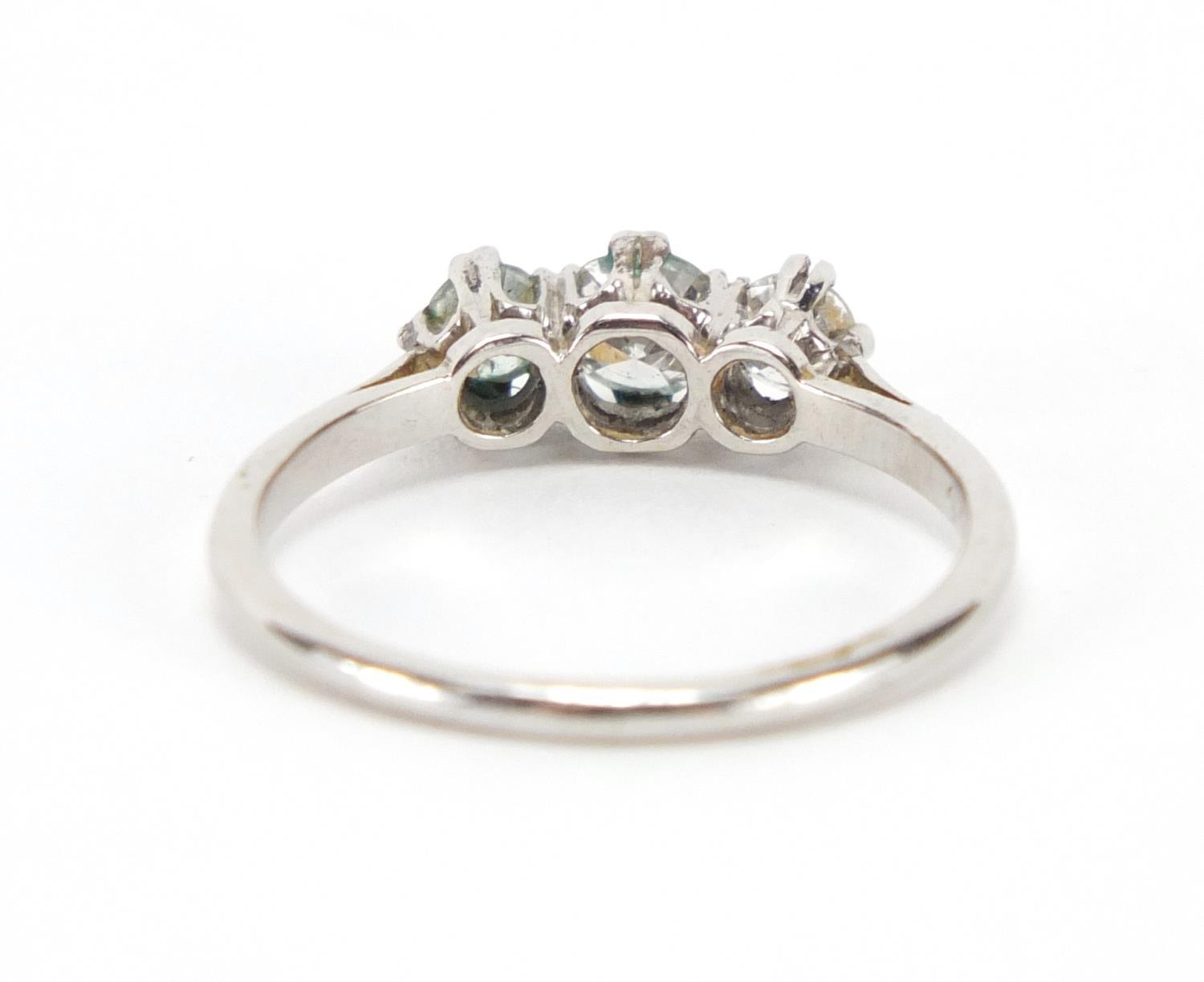 Platinum diamond three stone ring, size L, approximate weight 2.5g : For Extra Condition Reports - Image 5 of 8