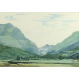 William Dring - Llanberis Pass, watercolour, inscribed WRS Galleries label verso, mounted and