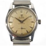 Vintage gentleman's Cyma Navystar Cymaflex stainless steel wristwatch, 3.4cm in diameter : For Extra