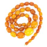 Butterscotch amber coloured graduated bead necklace, 48cm in length, approximate weight 28.0g :