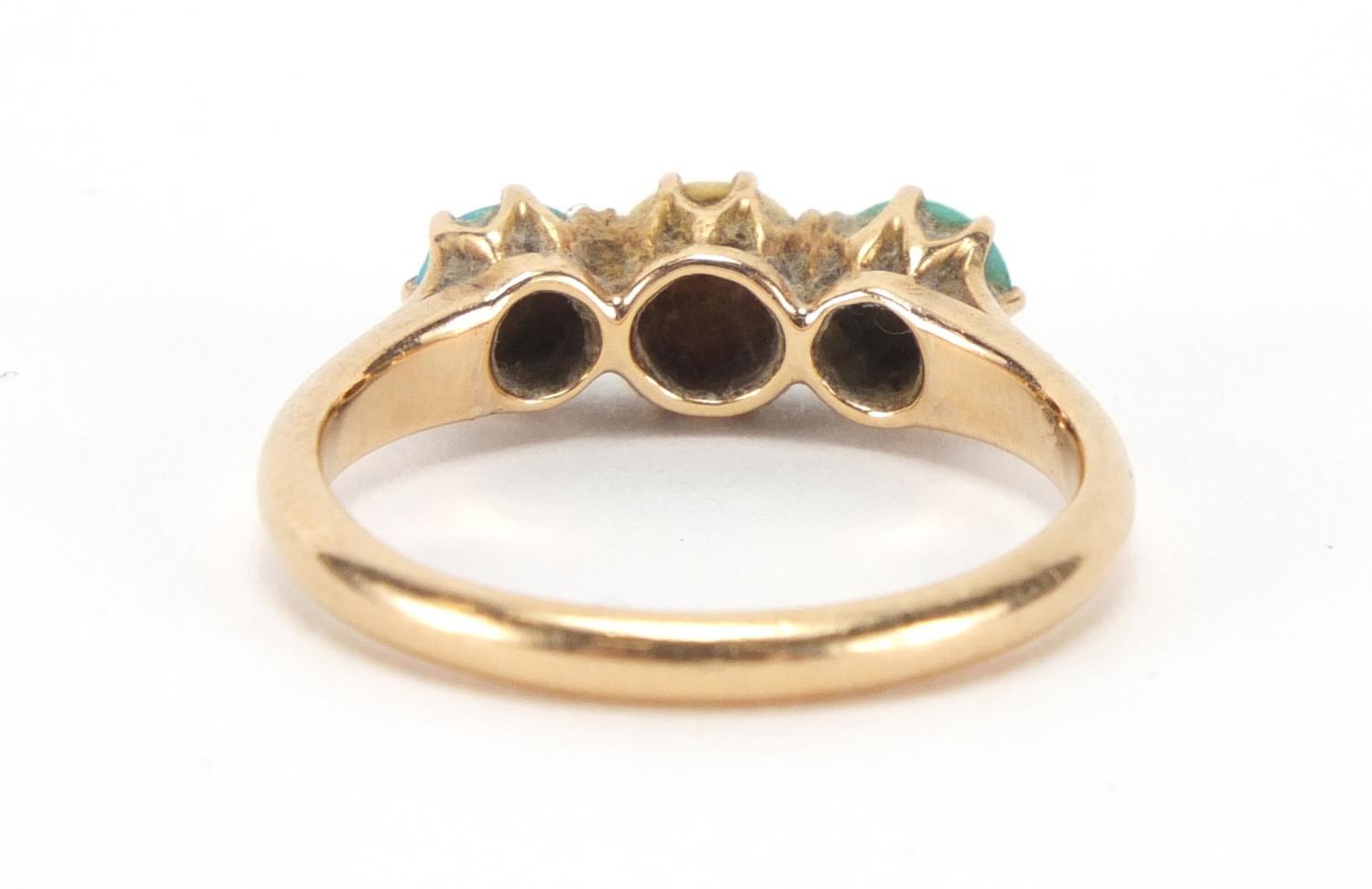 18ct gold pearl and turquoise ring, size M, approximate weight 3.3g : For Extra Condition Reports - Image 5 of 6