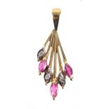 9ct gold ruby and diamond pendant, 2.5cm in length, approximate weight 1.1g : For Extra Condition