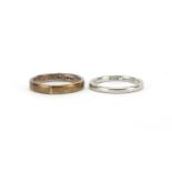 Platinum wedding band, size M and a silver wedding band, size O, approximate weight 6.5g : For Extra