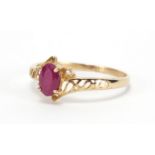 10ct gold ruby solitaire ring, size N, approximate weight 0.9g : For Extra Condition Reports