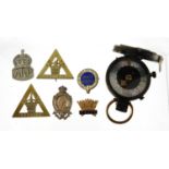 World War I Verner's pattern compass together with a group of badges including two On War Service