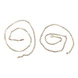 Two 9ct gold belcher link necklaces, each 46cm in length, approximate weight 11.0g : For Extra