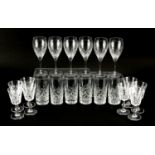 Three sets of six crystal glasses, Waterford, Edinburgh and Royal Doulton, the largest 20cm high :