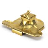 German Art Nouveau brass desk inkwell, with glass liner, 22.5cm wide : For Extra Condition Reports