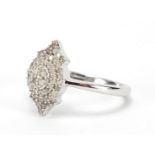 Silver diamond cluster ring, size N, approximate weight 2.9g : For Extra Condition Reports Please