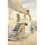 Czeslaw Mystkowski - Camaret Bretagne 1927, watercolour, label verso, framed, 56cm x 36cm : For