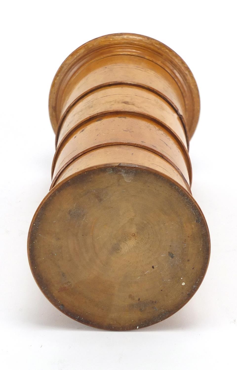 19th century cylindrical treen four section spice tower, 22cm high : For Extra Condition Reports - Image 3 of 3