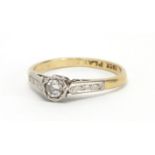 18ct gold and platinum diamond solitaire ring, size J, approximate weight 2.2g : For Extra Condition
