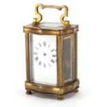 French brass cased carriage clock, with enamelled dial and Roman numerals, 12cm high : For Extra