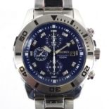 Gentleman's Seiko chronograph wristwatch, the case numbered 2N7821, 4.4cm in diameter, with box :
