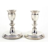 Pair of silver candlesticks by Mappin & Webb, Birmingham 1984, 12cm high, approximate weight 409.