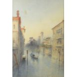 Venetian canal with gondolas, early 20th century watercolour, mounted and framed, 42cm x 27.5cm :