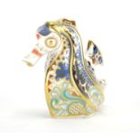 Royal Crown Derby coral seahorse paperweight with gold coloured stopper, 10.5cm high : For Extra