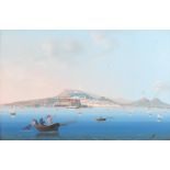 Continental harbour, 19th century Italian school gouache, mounted and framed, 40cm x 26cm : For