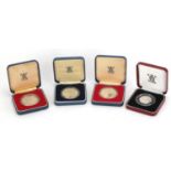 Four silver proof coins, three 1977 crowns and silver proof piedfort fifty pence : For Extra