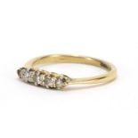 18ct gold diamond five stone ring, size P, approximate weight 2.6g : For Extra Condition Reports