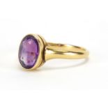 18ct gold amethyst solitaire ring, size Q, approximate weight 3.0g : For Extra Condition Reports