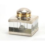 Mont Blanc silver mounted glass inkwell with liner, 8cm high : For Extra Condition Reports Please
