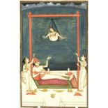 Indian Mughal style panel hand painted with an erotic scene, 15.5cm x 10cm : For Extra Condition