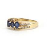 9ct gold sapphire and diamond crossover ring, size K, approximate weight 2.8g : For Extra