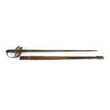 British Military interest Calvary sword with scabbard and wire bound shagreen grip, 100cm in