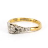 18ct gold and platinum diamond solitaire ring, the band engraved Bravingtons, size N, approximate