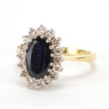 18ct gold sapphire and diamond ring, size R, approximate weight 5.8g : For Extra Condition Reports