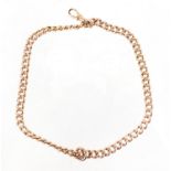 Unmarked rose gold watch chain, 38cm in length, approximate weight 45.8g : For Extra Condition