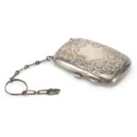 Rectangular silver cigarette case with floral chased decoration by Joseph Gloster Ltd. Birmingham
