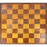Victorian mahogany and satin wood chess board, 56cm x 55.5cm : For Extra Condition Reports Please