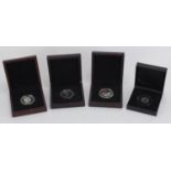 Four silver proof commemorative coins, with fitted cases including Red Arrows 2006 display season,