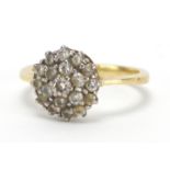 Unmarked gold diamond three tier cluster ring, size P, approximate weight 4.4g : For Extra Condition