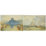 After Joseph Mallord William Turner RA - Portsmouth and one other, two 19th century watercolours,