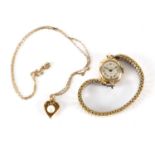 Ladies 9ct gold Sekonda wristwatch and 9ct gold pearl pendant on chain : For Extra Condition Reports