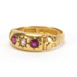 18ct gold diamond and ruby ring, size M, approximate weight 2.7g : For Extra Condition Reports