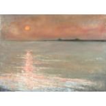 Anthony Giles - Sunset outside a harbour, oil on board, framed, 81.5cm x 59.5cm : For Extra
