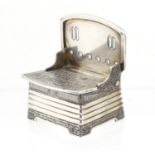 Russian silver salt cellar in the form of a chair, stamped 1870, 84, BC, 6cm high, approximate