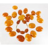 Butterscotch amber coloured beads, the largest 2.5cm in length, approximate weight 68.0g : For Extra