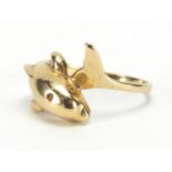 9ct gold dolphin ring, size M, approximate weight 2.8g : For Extra Condition Reports Please visit