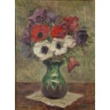 Still life flowers in a vase, oil on canvas board, bearing an indistinct signature possibly G